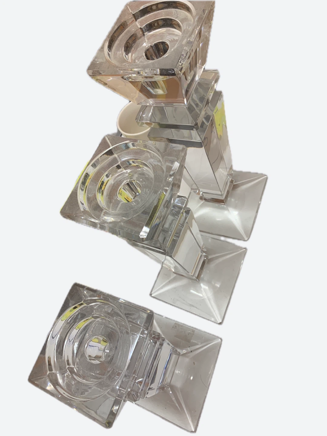 Set of 3 Clear Glass candle stand - photo 2