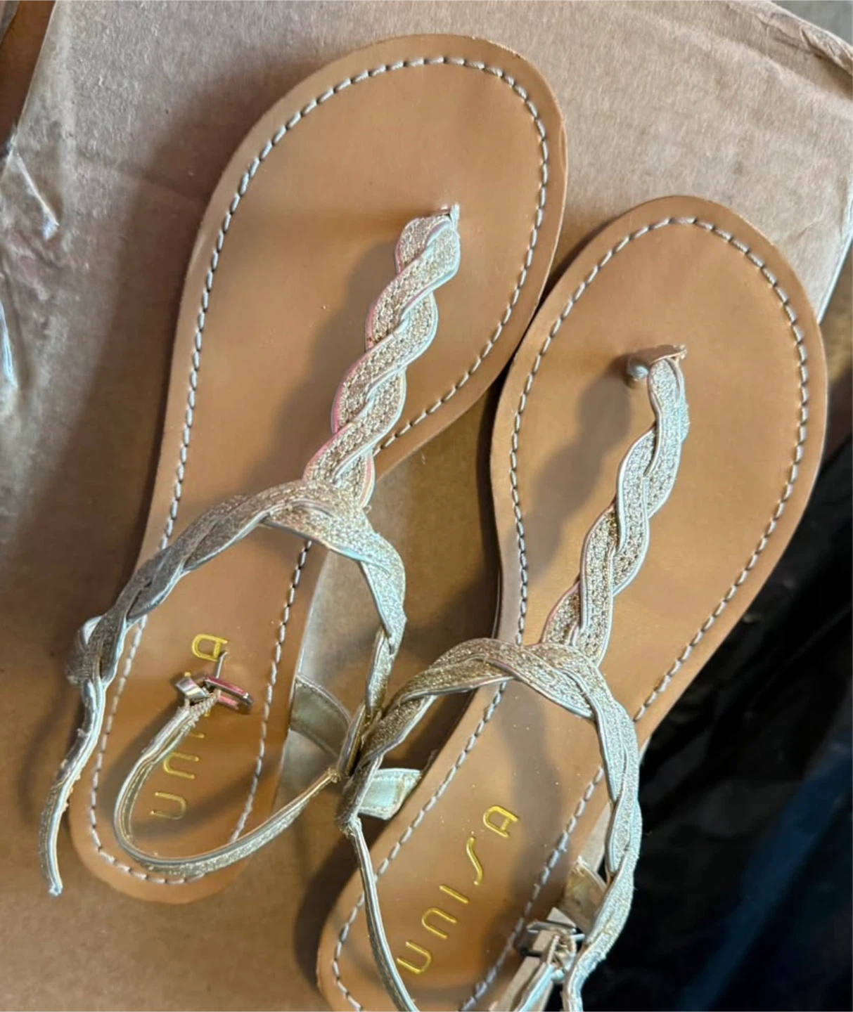 Unisa Gold Glitter Braided Sandal