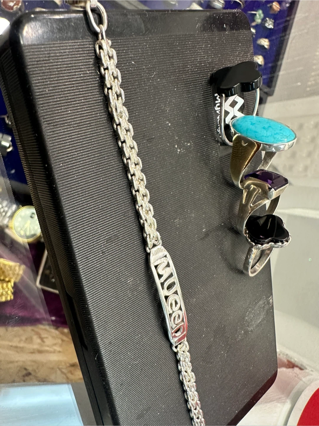 Custom Name Bracelet Silver Chain Link