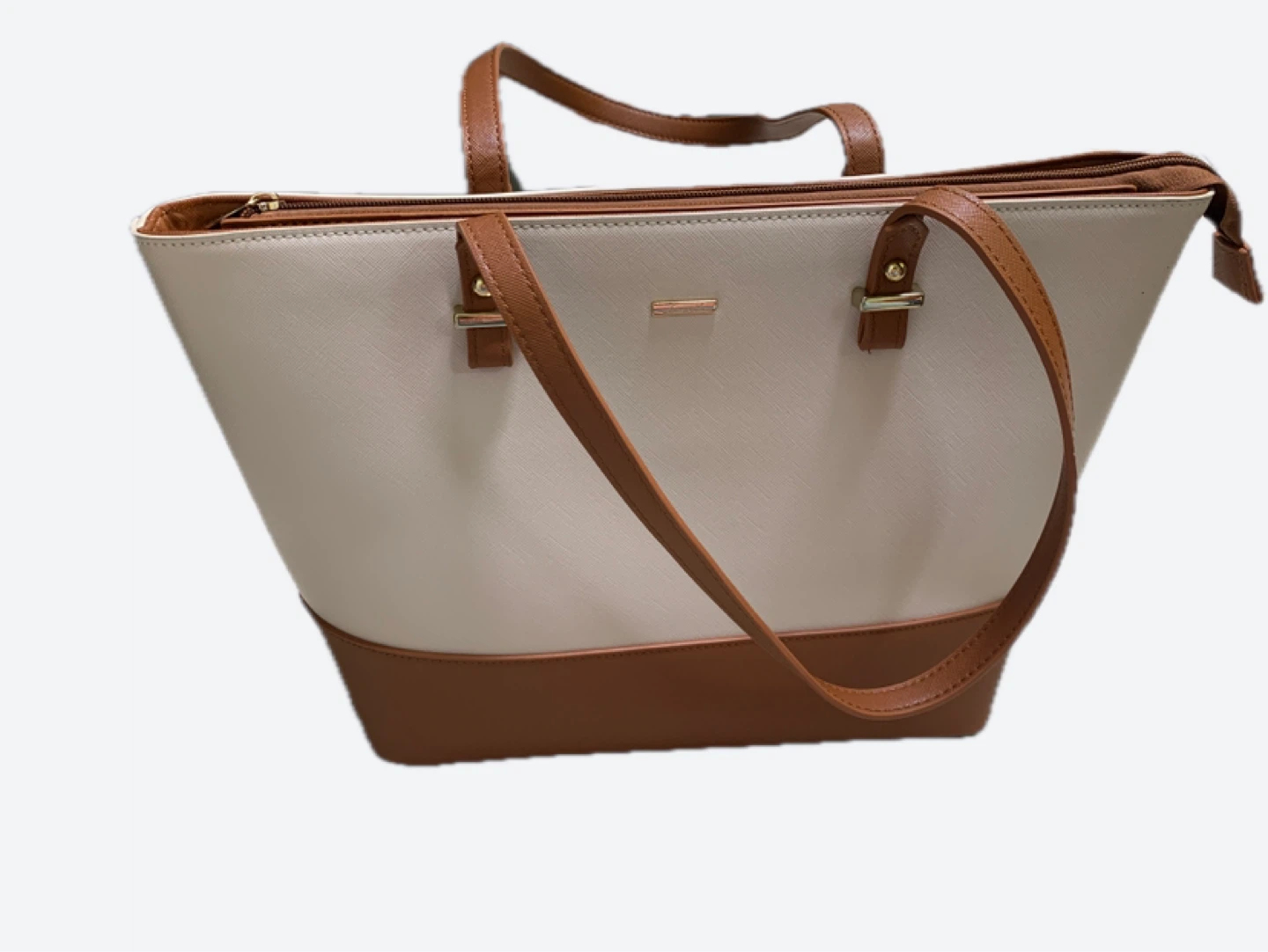 Beige and Brown Tote Bag