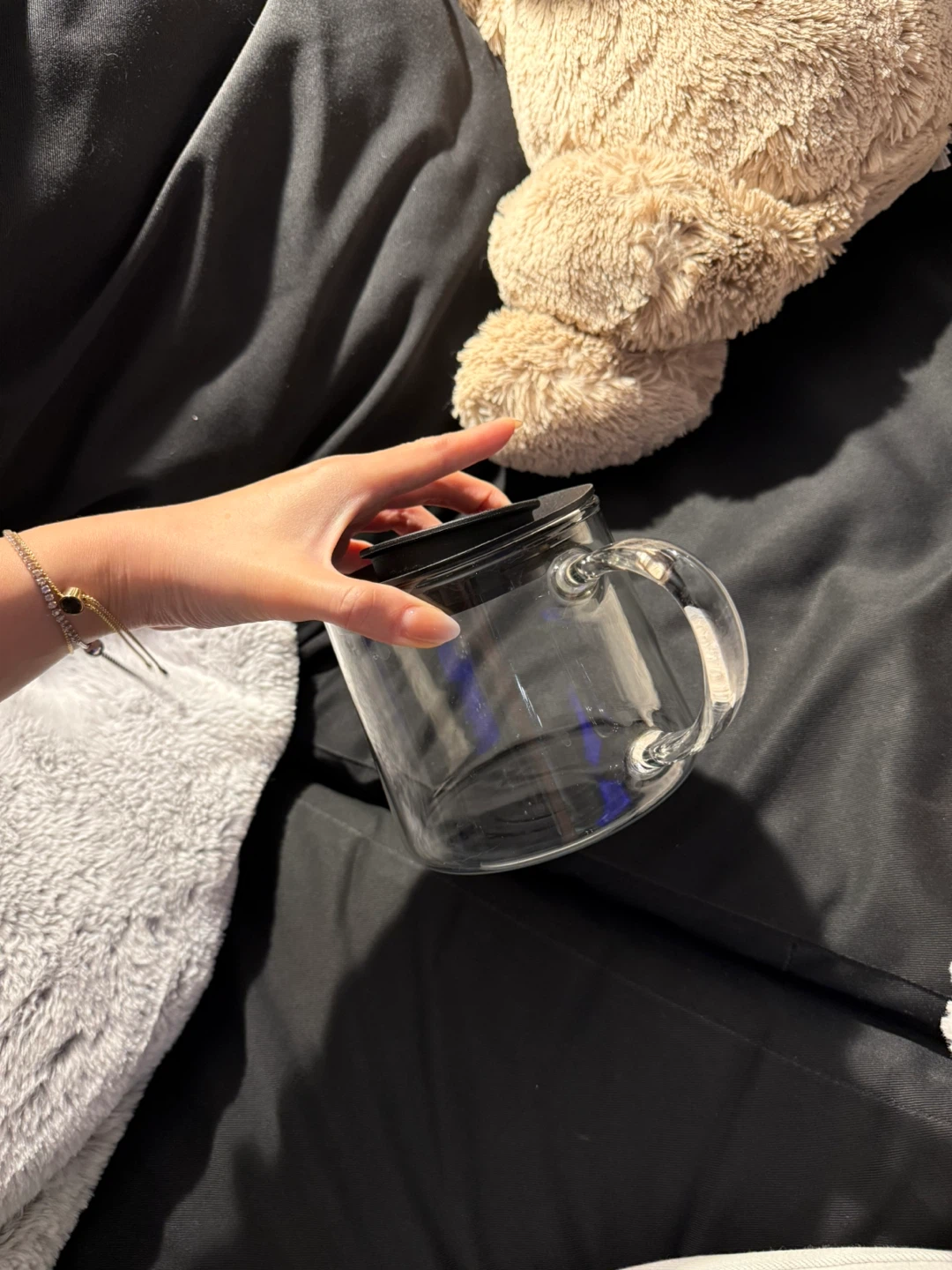 Glass coffee/tea pot with black lid - photo 3