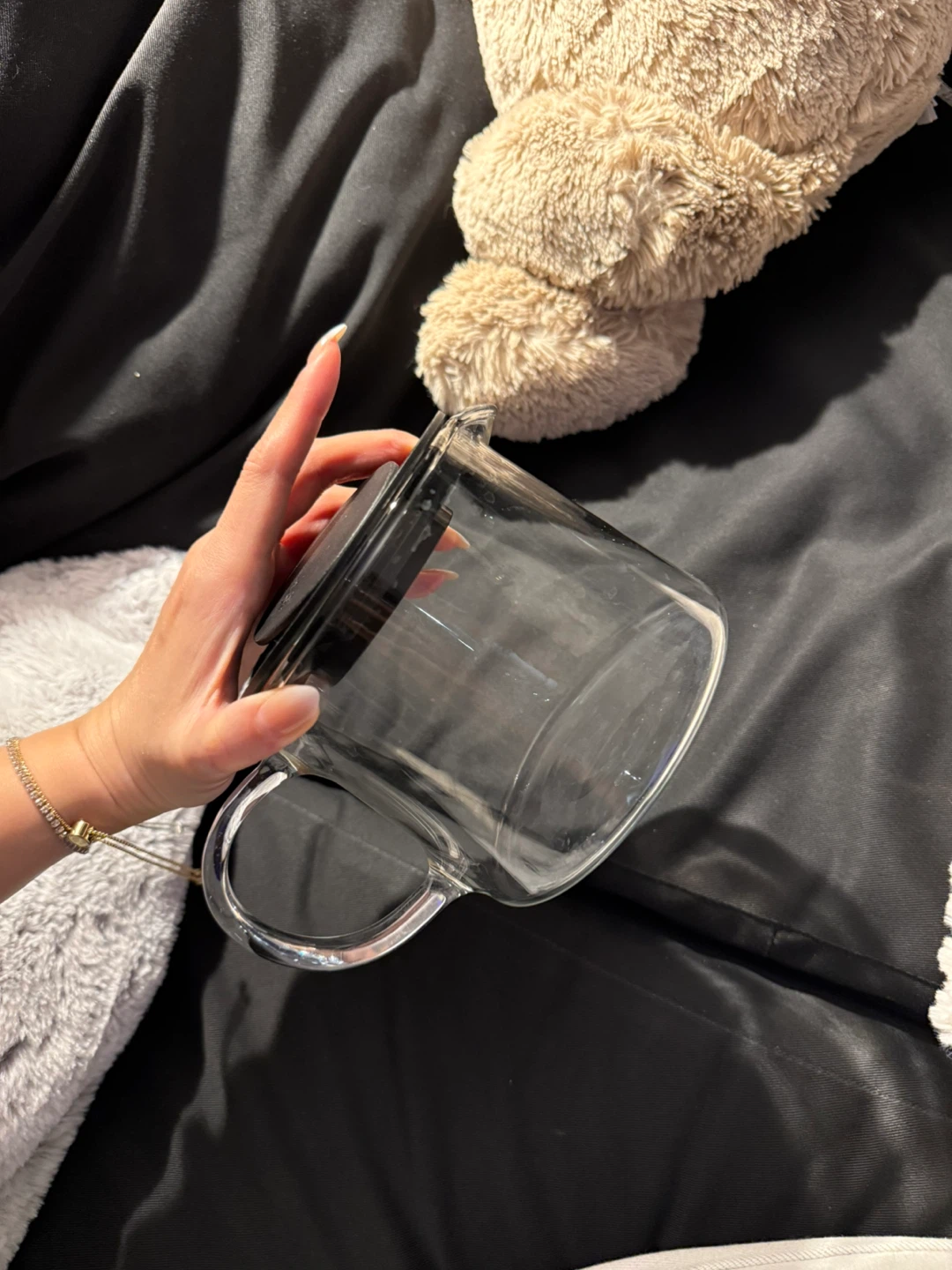 Glass coffee/tea pot with black lid - photo 4