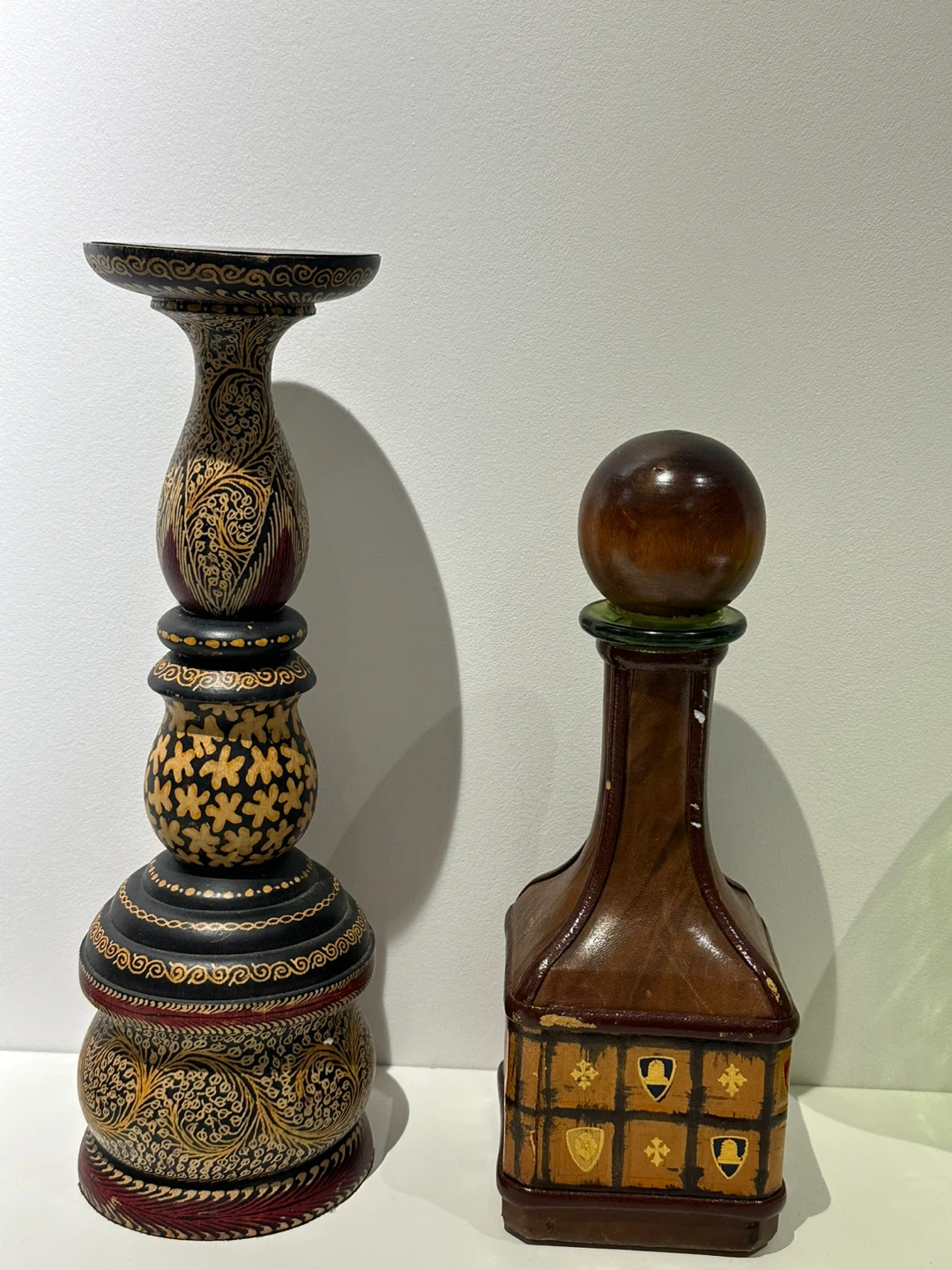 Decorative Candlestick and Bottle Set