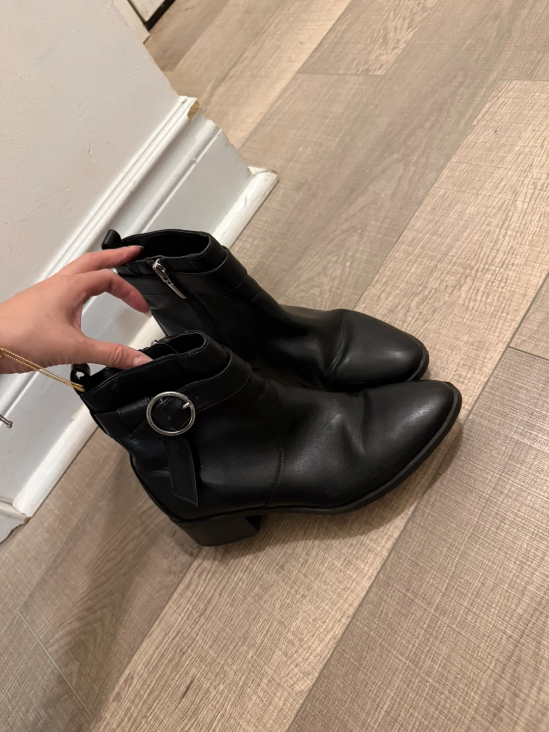 Black Ankle Boots with Buckle Detail