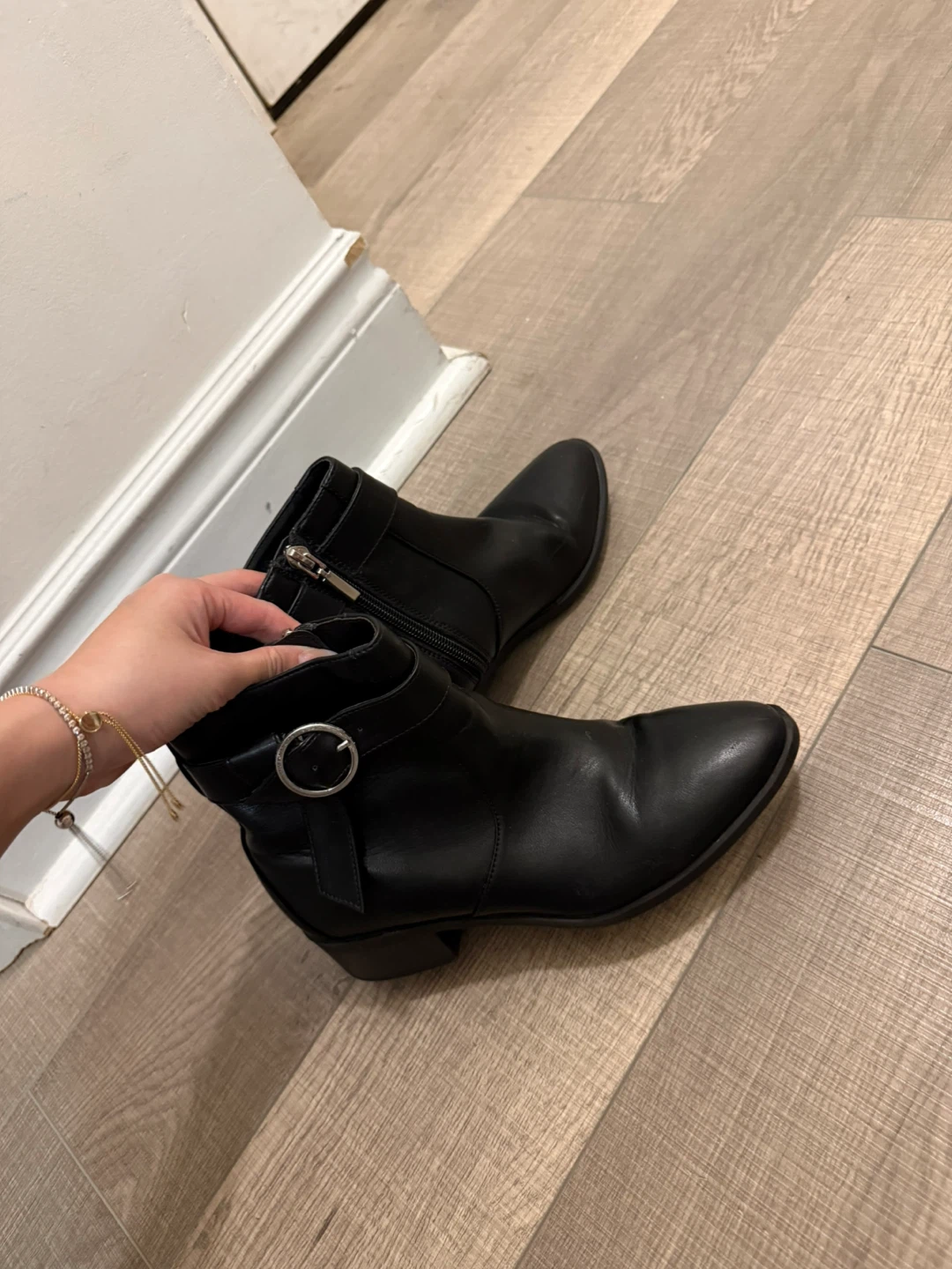 Black Ankle Boots with Buckle Detail - photo 4