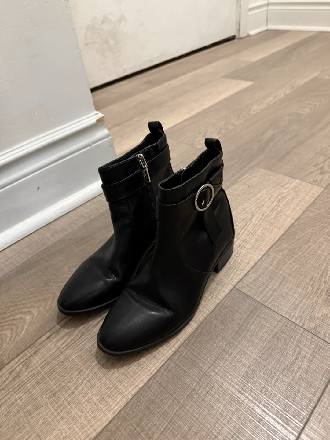 Black Ankle Boots with Buckle Detail - photo 2