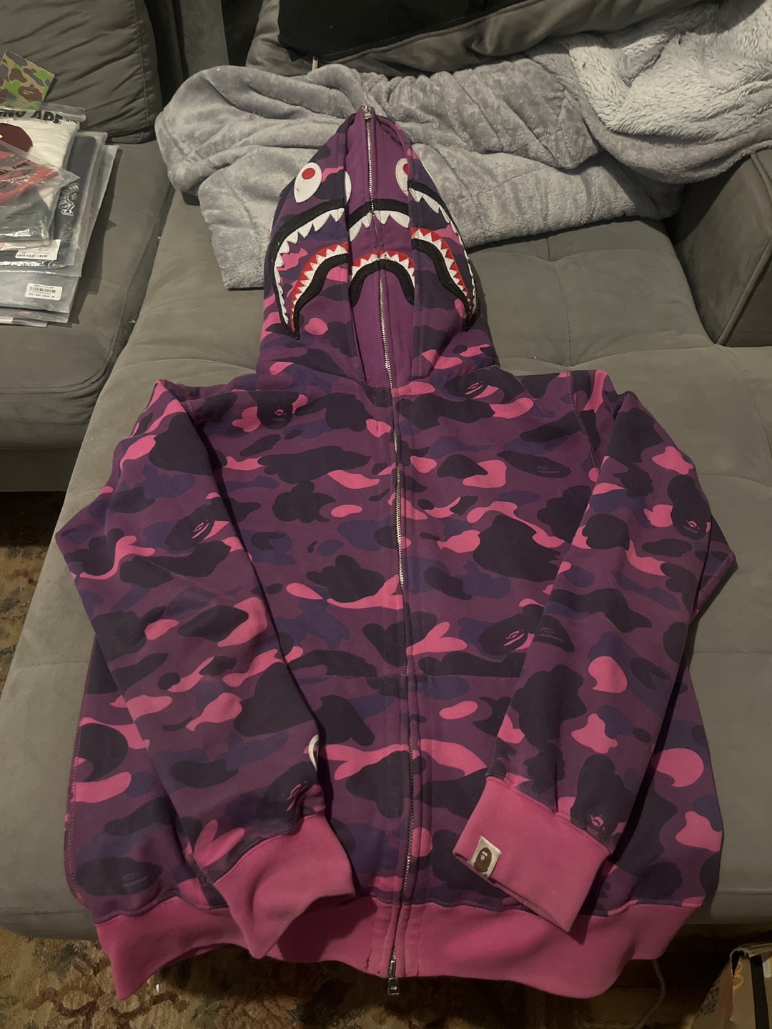 BAPE Purple Camo Shark Full Zip Hoodie