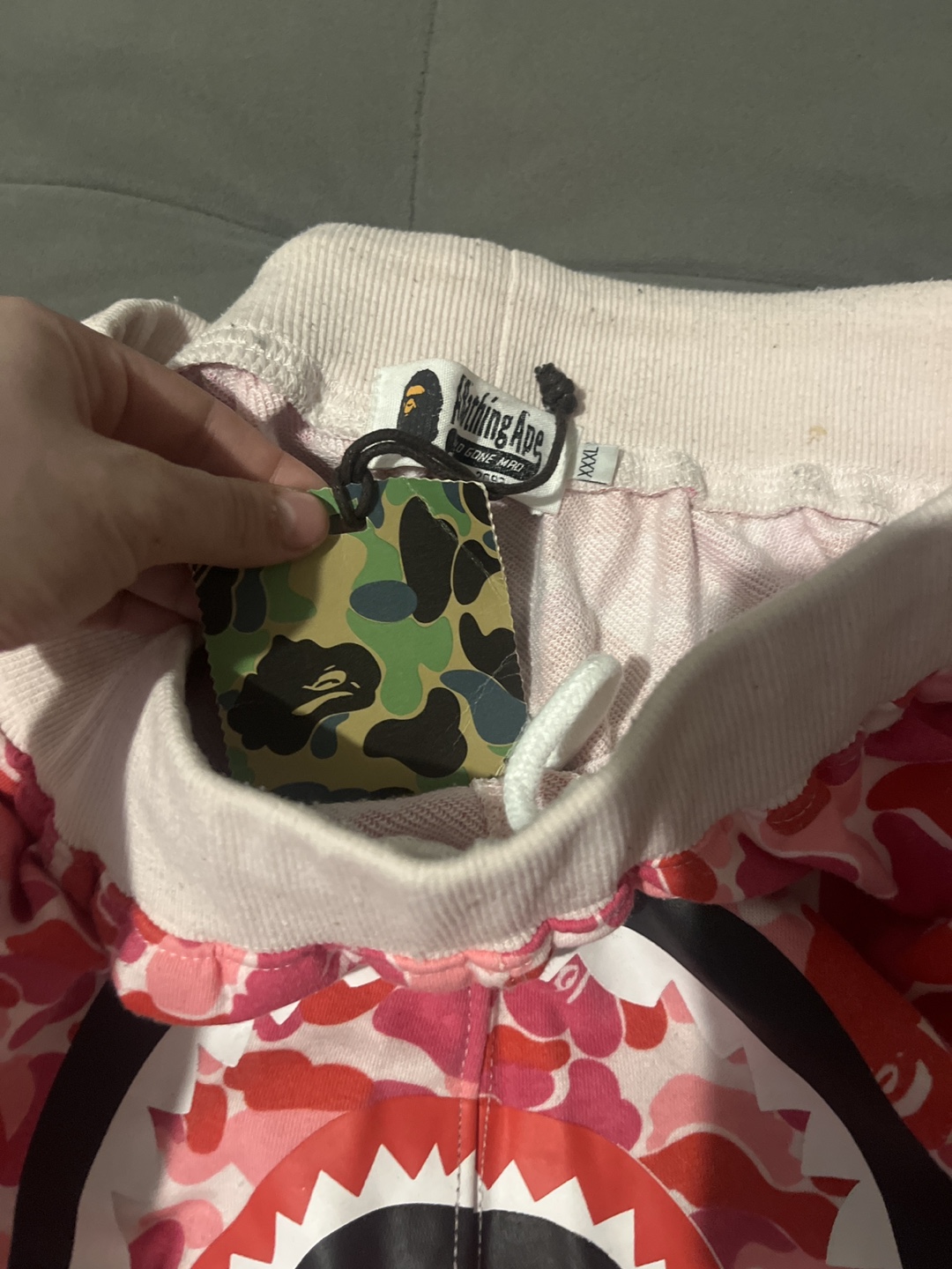 A Bathing Ape BAPE Pink Camo Shark Face Shorts and Mask Bundle - photo 3