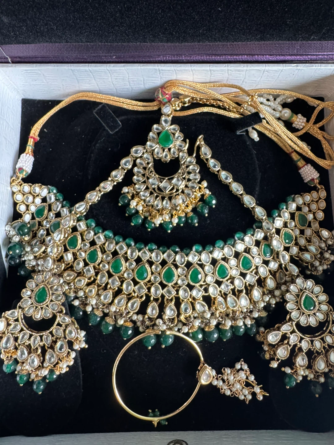 Indian Bridal Jewellery Set - Choker, Earrings, Tikka, Nath