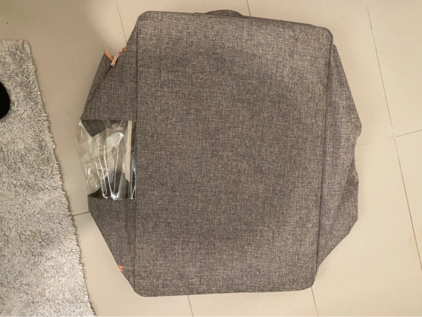 Gray Fabric Storage Bin with Orange Trim - photo 2