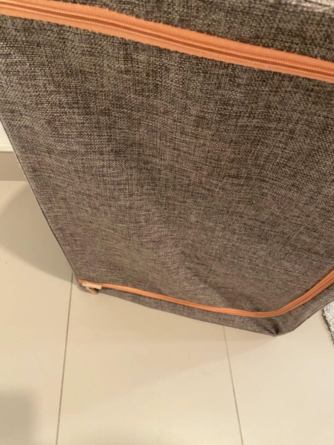 Gray Fabric Storage Bin with Orange Trim - photo 3