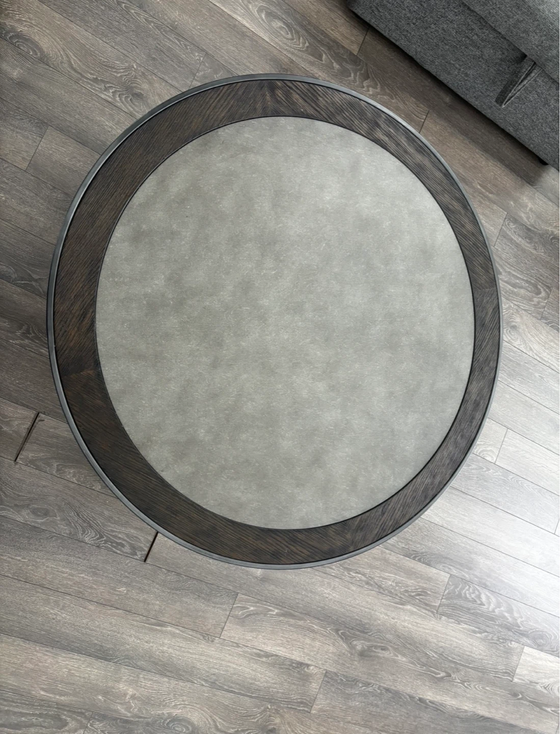 Round Coffee Table with Wood and Stone Finish - photo 3