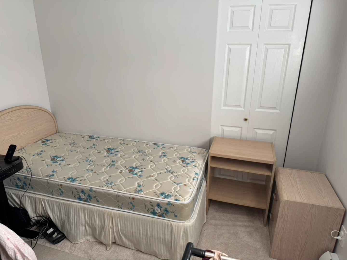 Single Bed w/Box Spring and Side Tables