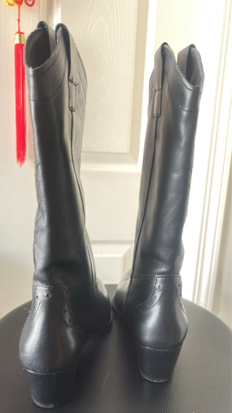 ALDO Black Leather Cowboy Boots - photo 3