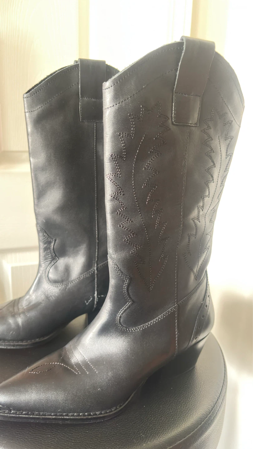 ALDO Black Leather Cowboy Boots - photo 2