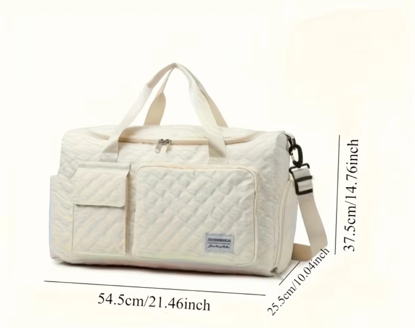 Beige Quilted Duffel Bag with Shoe Compartment - photo 4