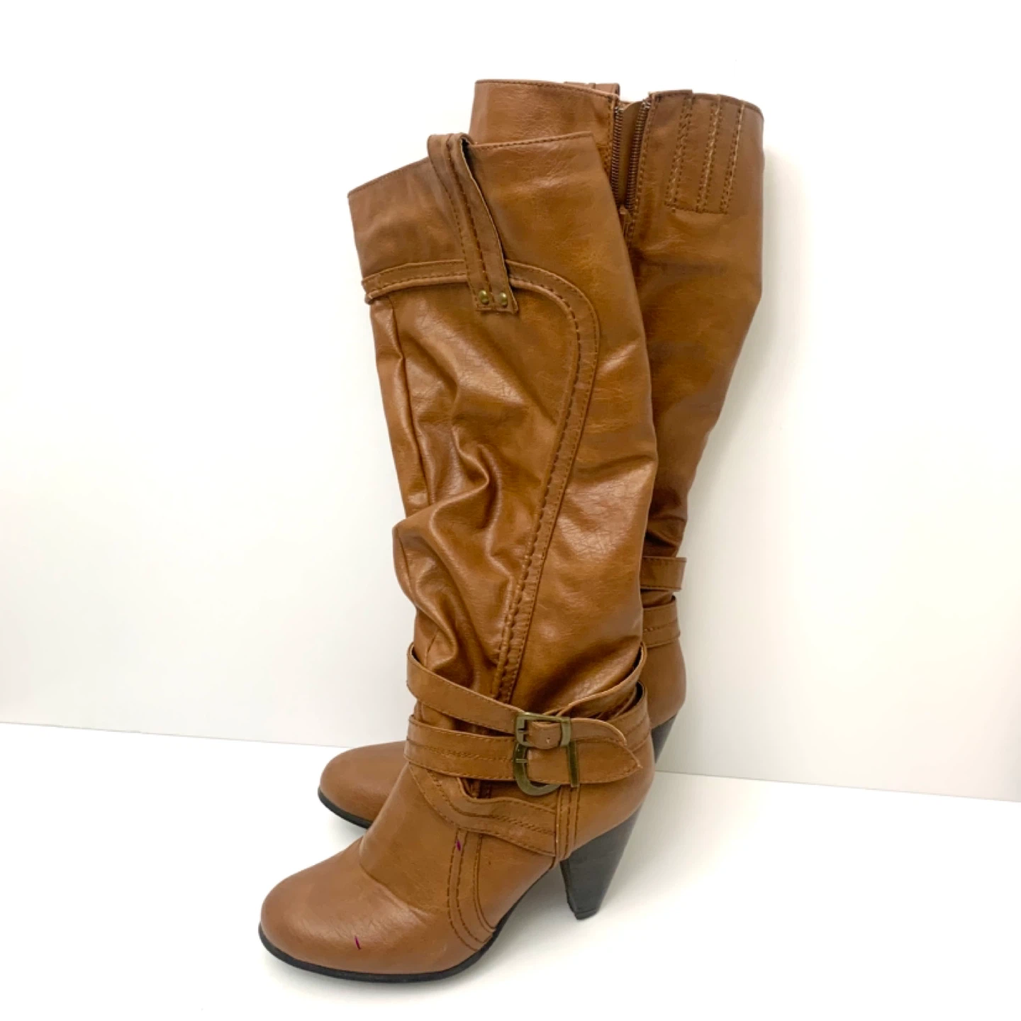 Womens Boots Knee High Boots Brown Size 9 Buckle Fashion - photo 5
