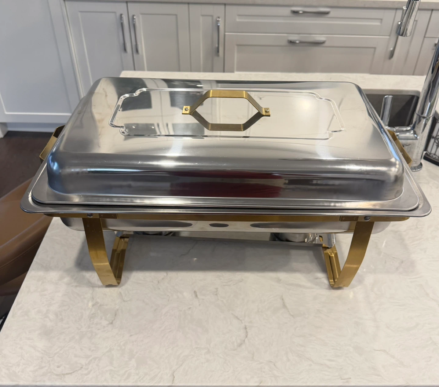 Stainless Steel Chafing Dish with Gold Accents - photo 3