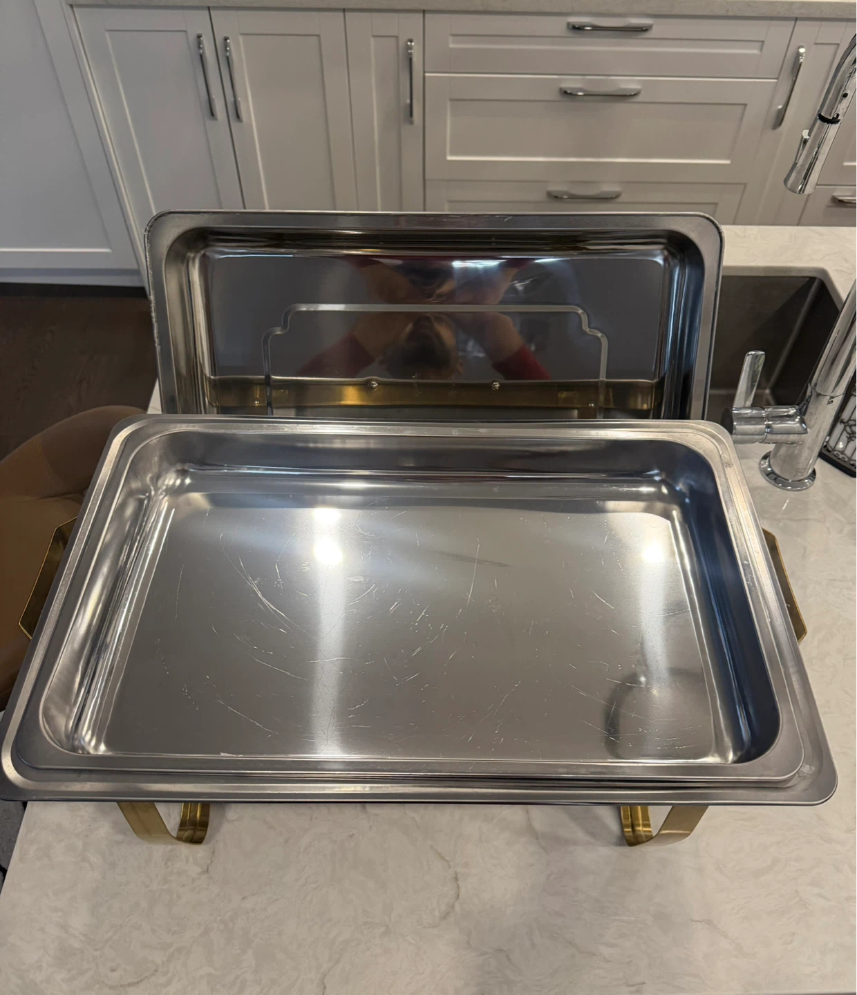 Stainless Steel Chafing Dish with Gold Accents - photo 4