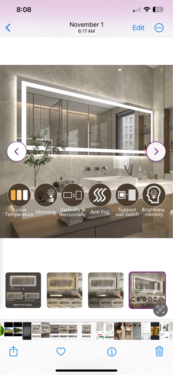 FRAMELESS LED MIRROR 84 X 32