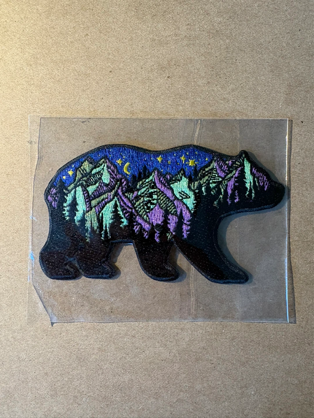 Embroidered Bear Patch - Mountain & Forest Scene