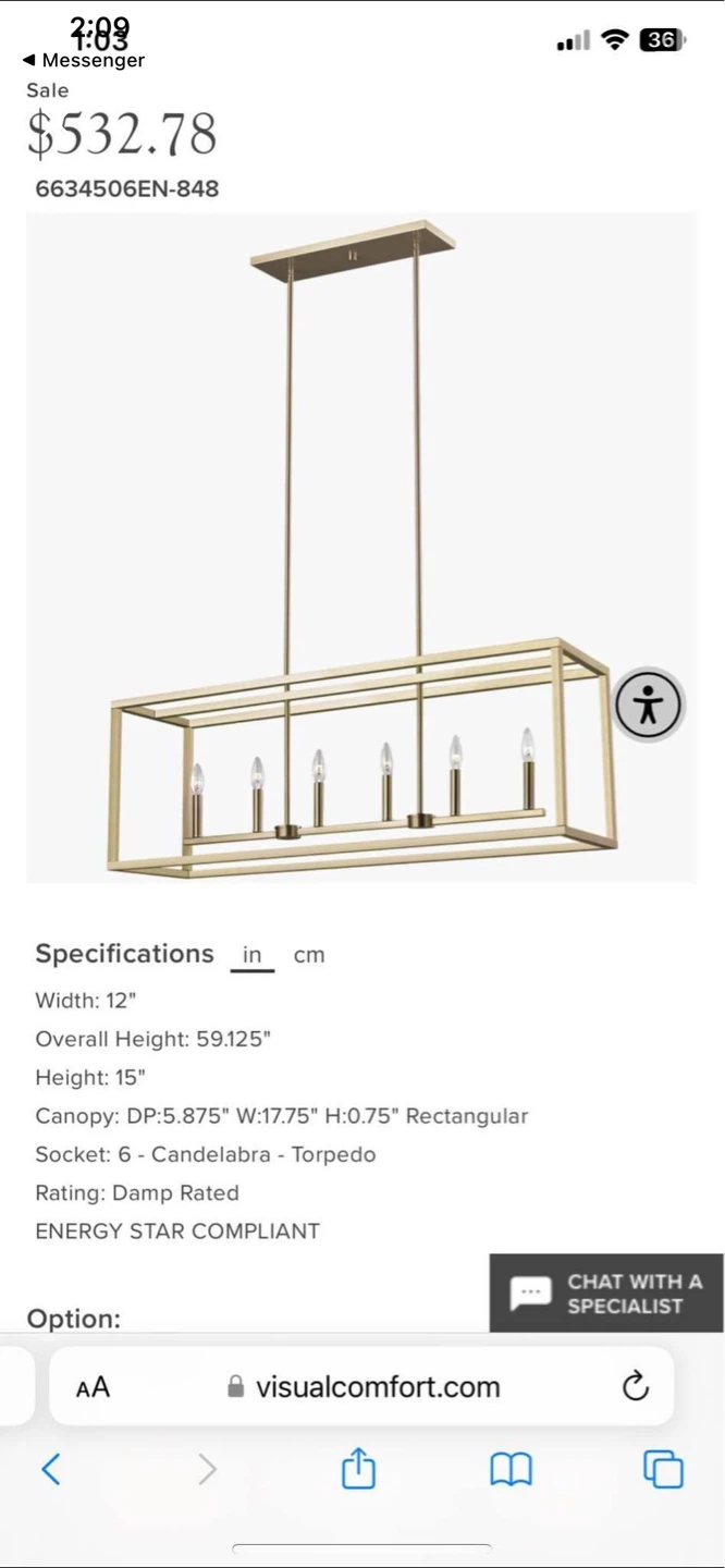 Visual Comfort Torpedo Chandelier