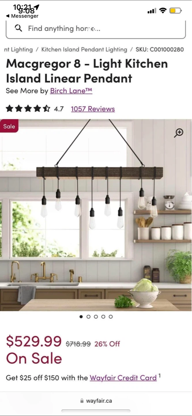 Birch Lane Macgregor 8-Light Kitchen Island Linear Pendant