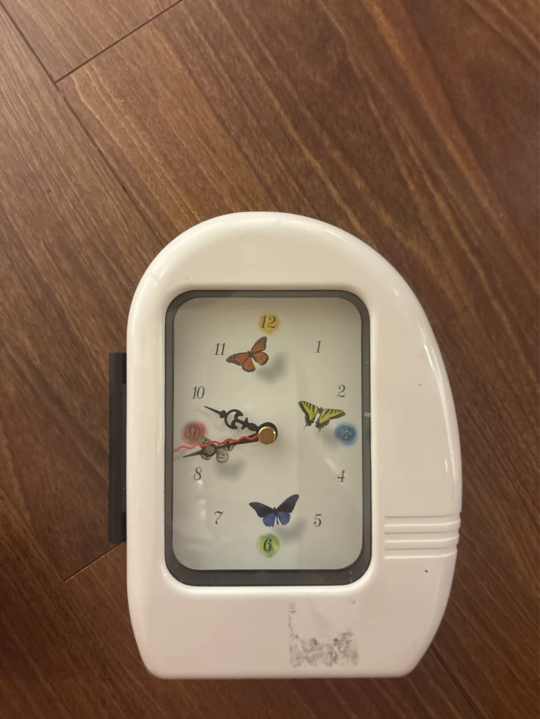 White Photo Frame Clock with Butterfly Design