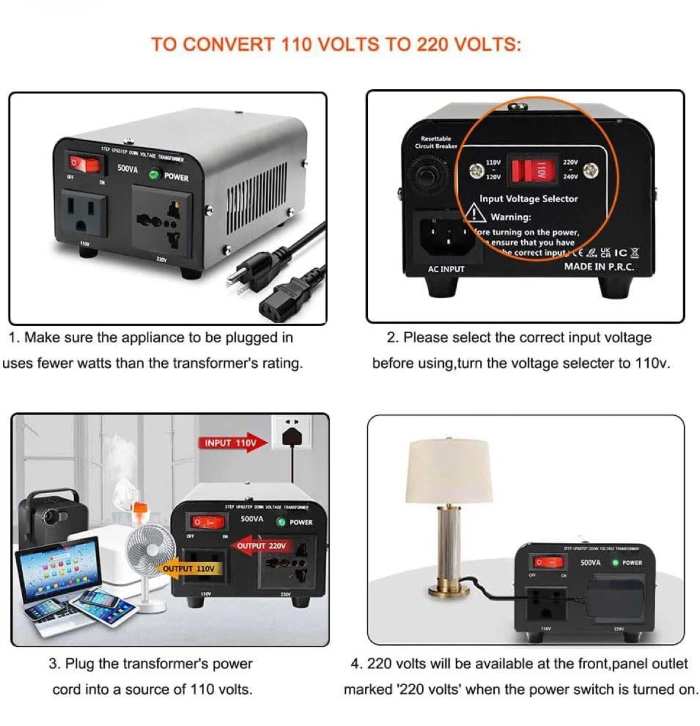 YINLEADER 500VA Step Up/Down Voltage Transformer - photo 4