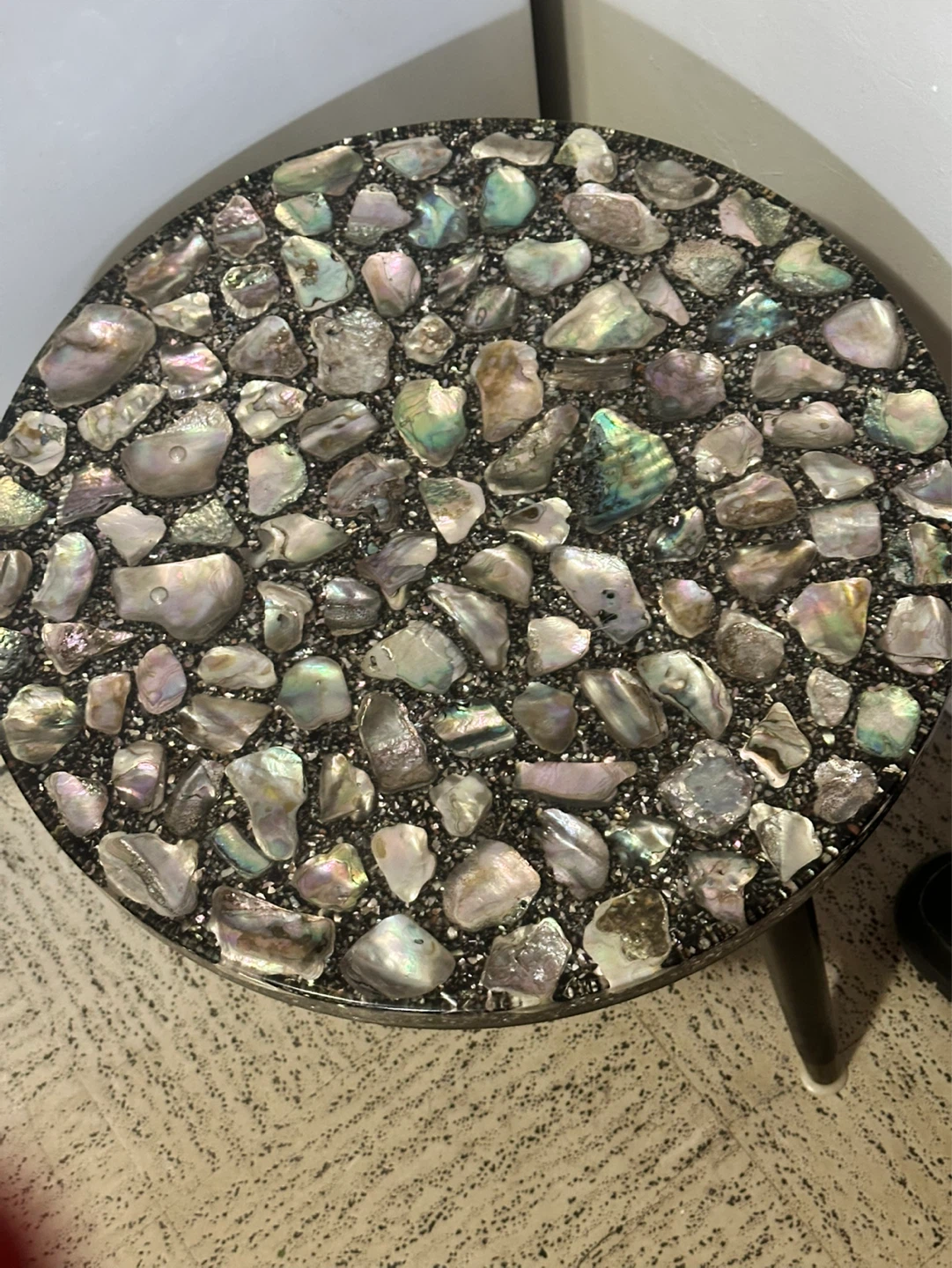 Mid Century abalone shell side table