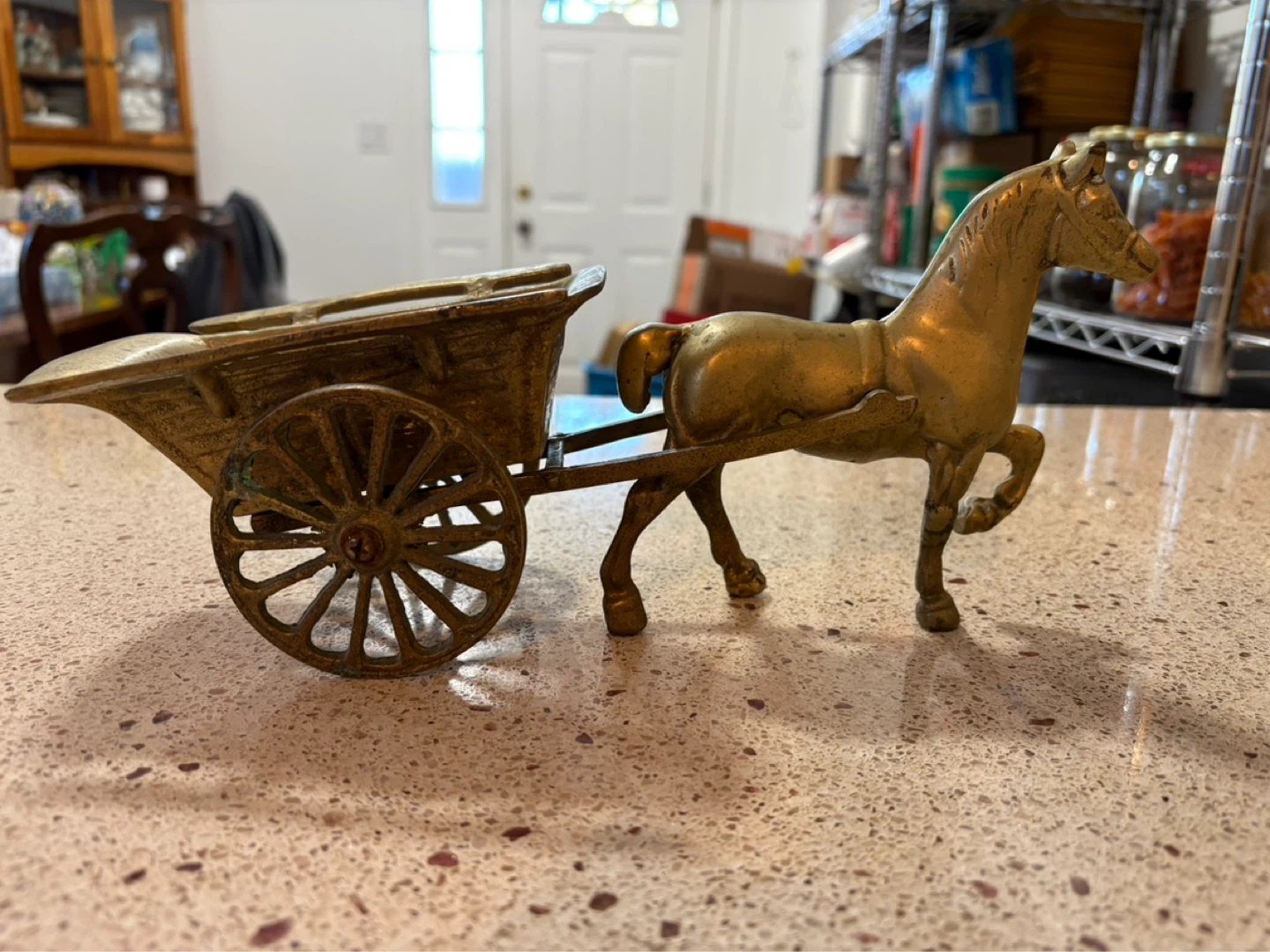 Vintage Brass Horse and Cart Figurine