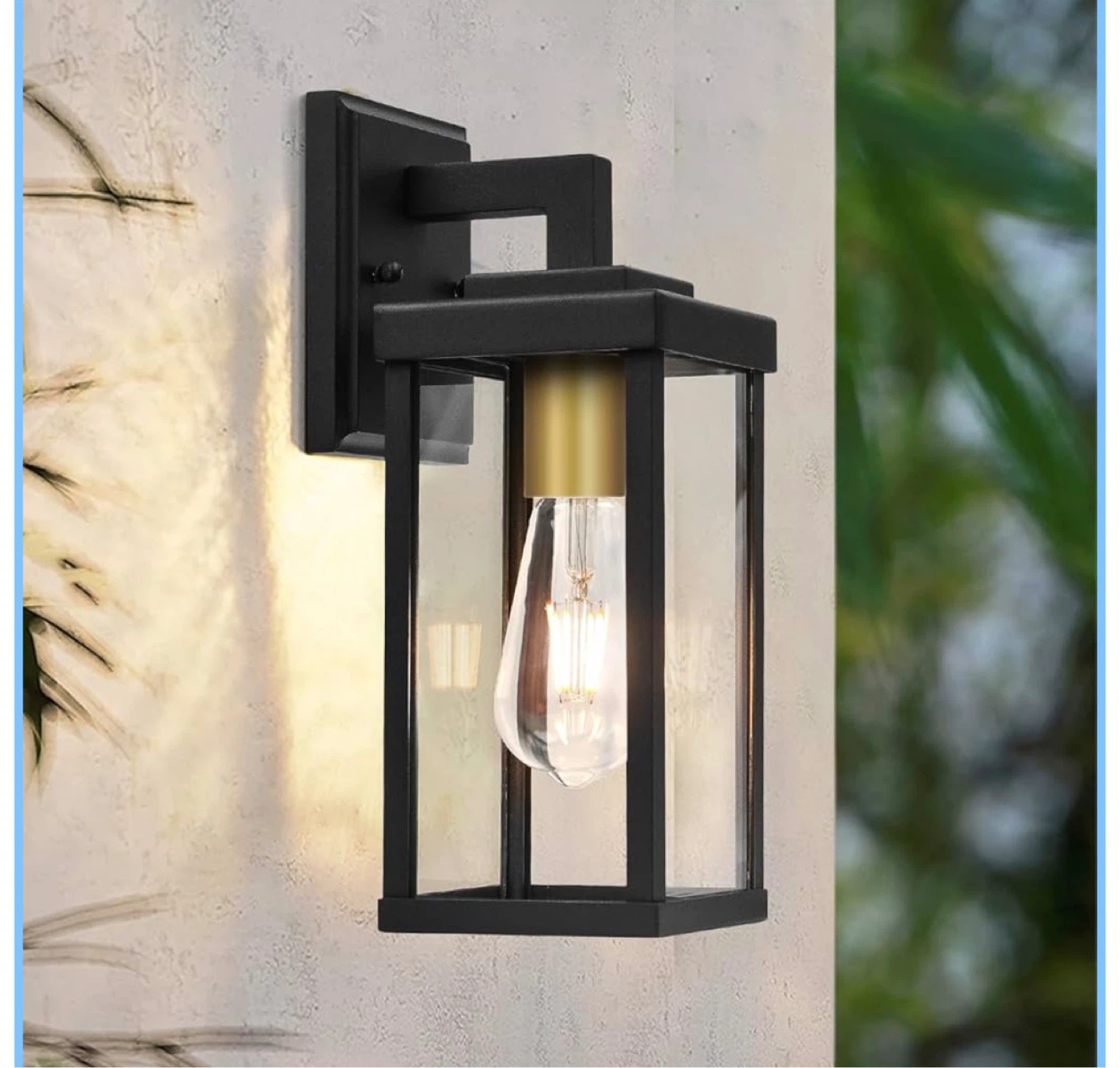 Black Outdoor Wall Lantern with Clear Glass