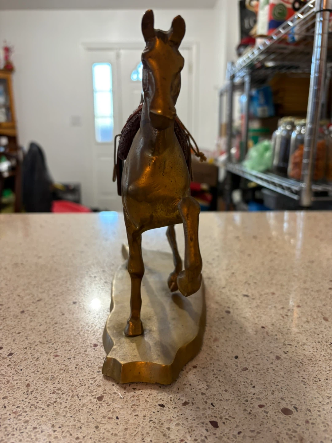 Vintage Brass Horse Figurine with Saddle - photo 2