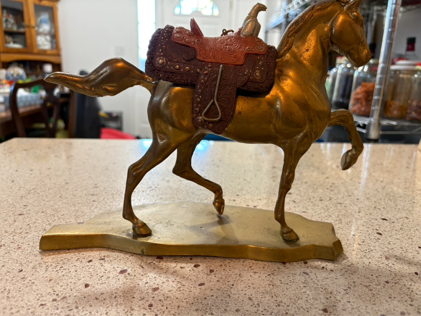 Vintage Brass Horse Figurine with Saddle - photo 3