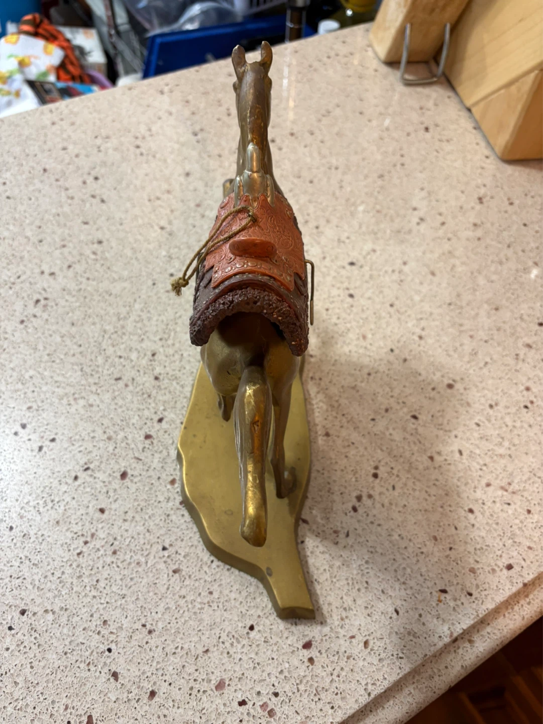 Vintage Brass Horse Figurine with Saddle - photo 4
