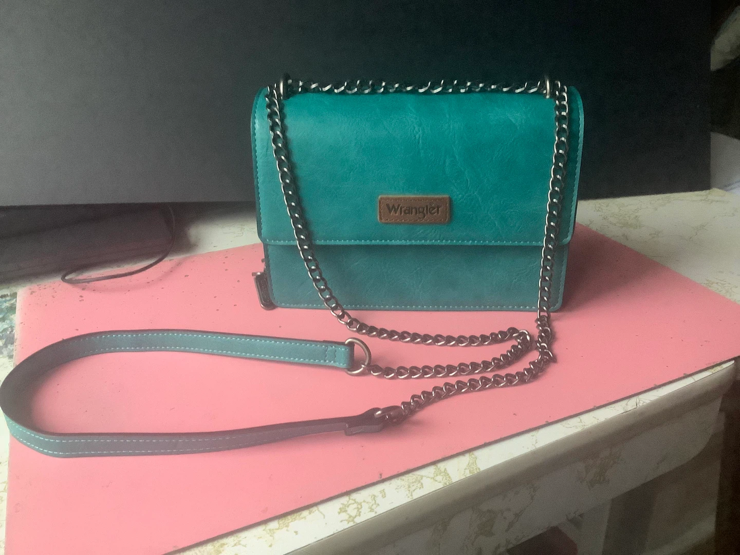 Teal Wrangler Shoulder Bag with Chain Strap