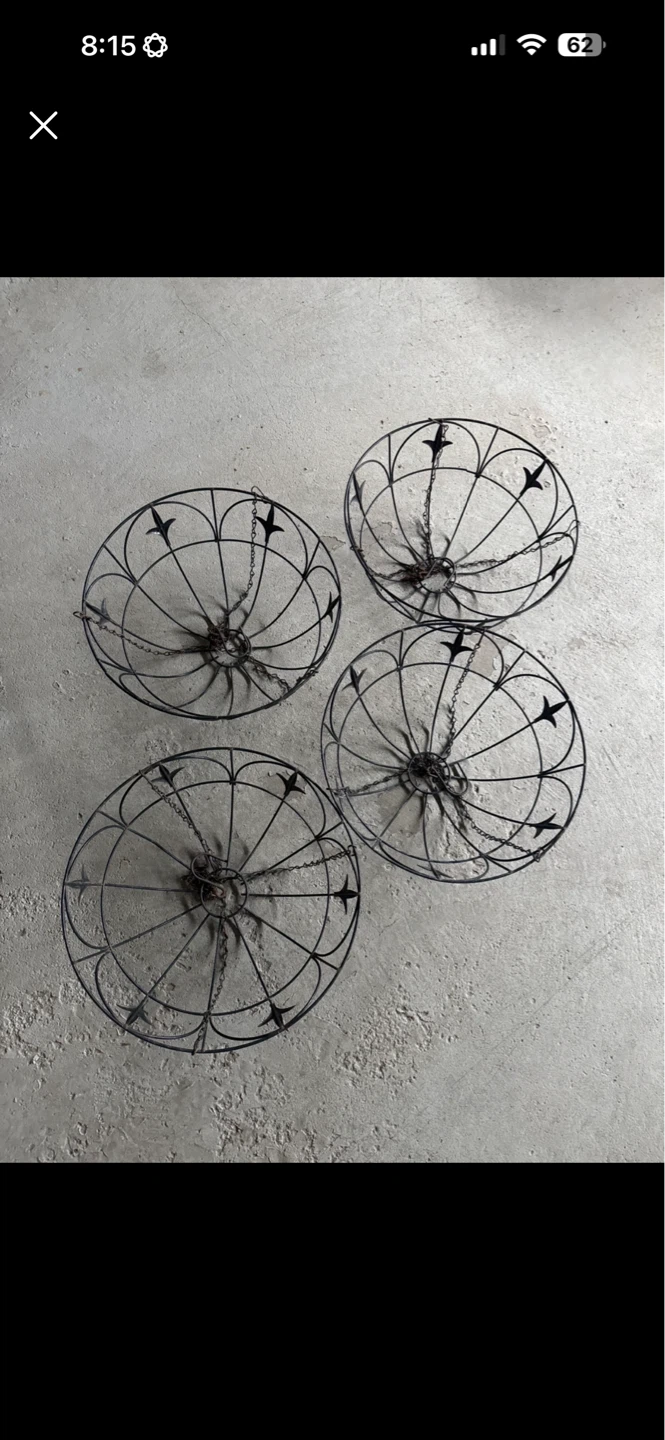 Set of 4 Black Metal Hanging Planters