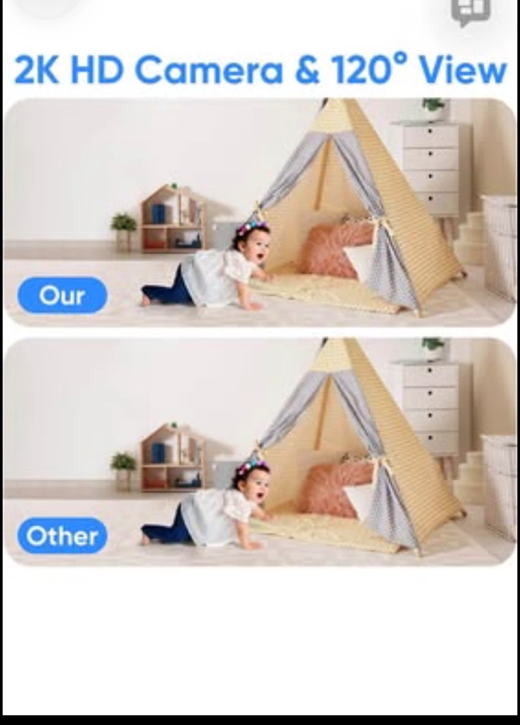2K HD Baby Monitor Camera with 120 Degree View - photo 4