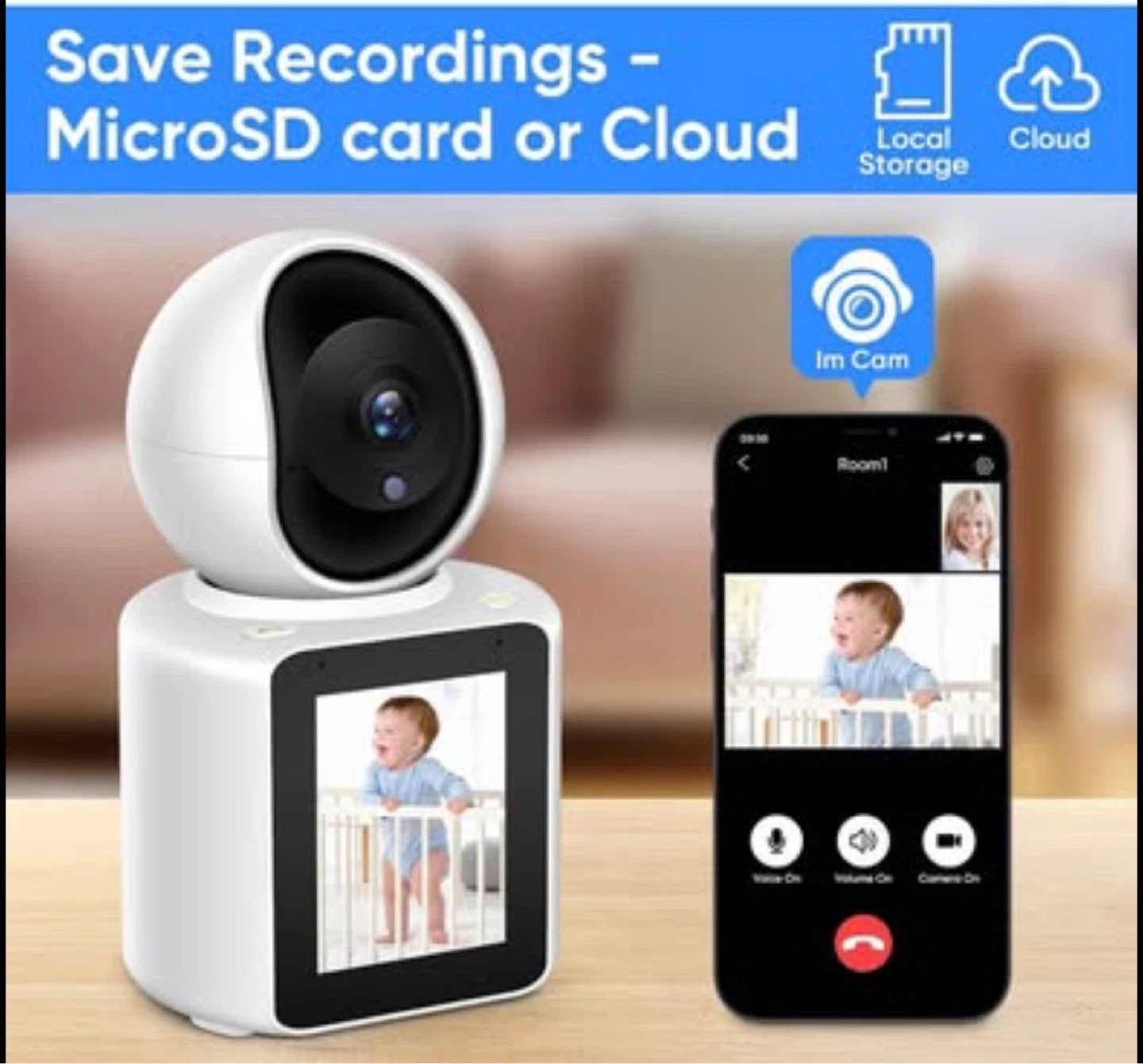 2K HD Baby Monitor Camera with 120 Degree View - photo 3