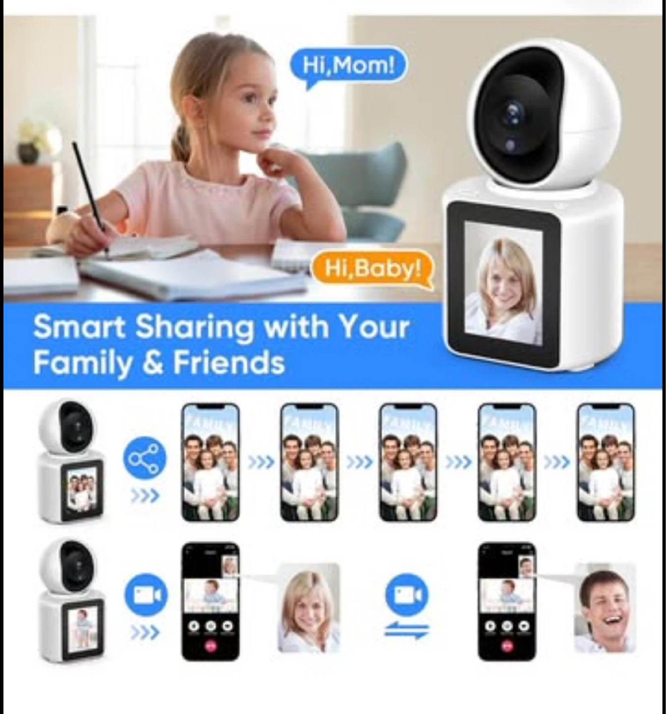 2K HD Baby Monitor Camera with 120 Degree View