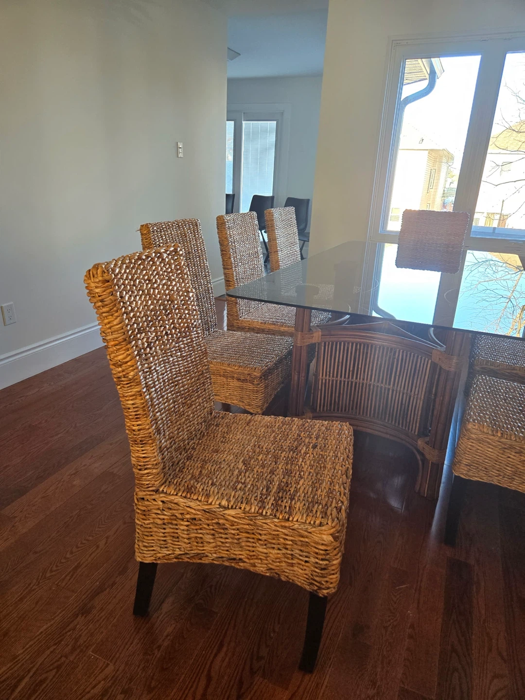 Rattan Dining Set with Glass Top Table and 8 Chairs - photo 2