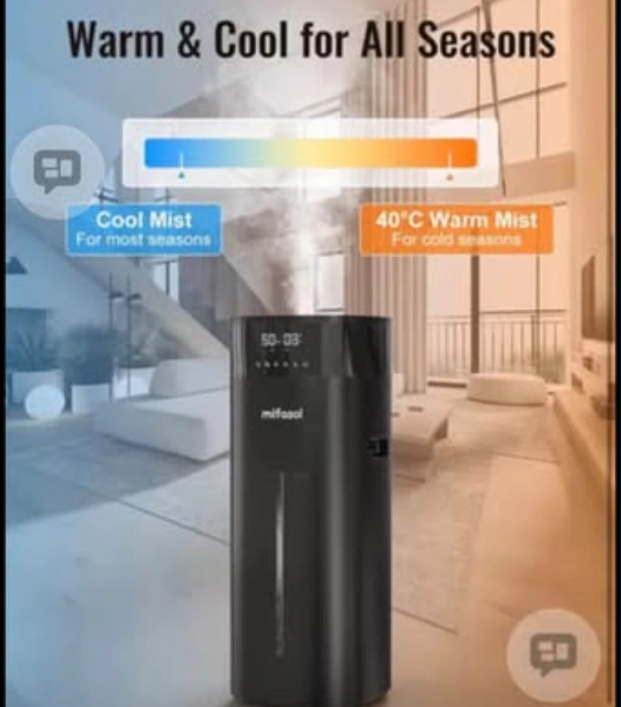 Mifasol Humidifier - Cool & Warm Mist, 5.3L Tank - photo 3