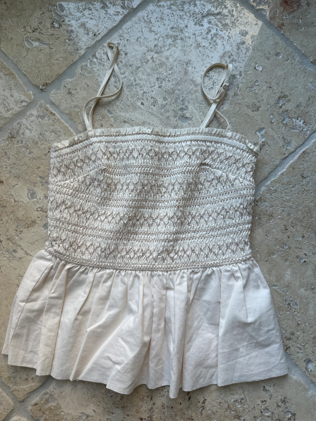 Dynamite Smocked Peplum Tank Top TP/XS