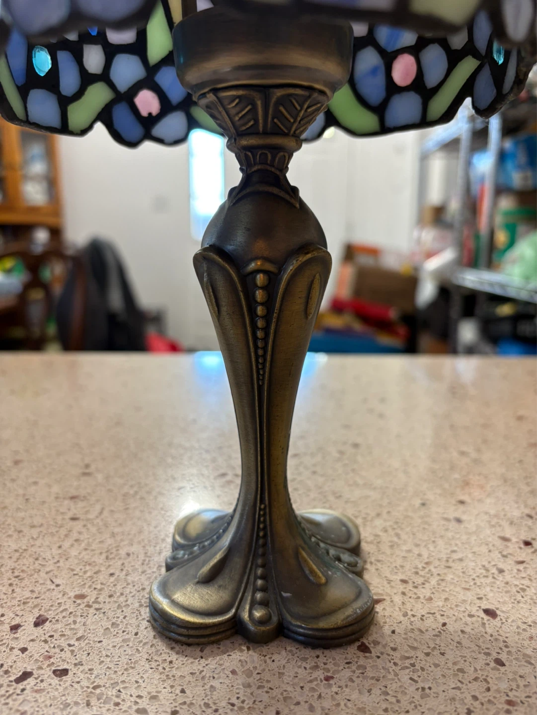 Brass Tiffany Style Stained Glass Candle Holder - photo 2