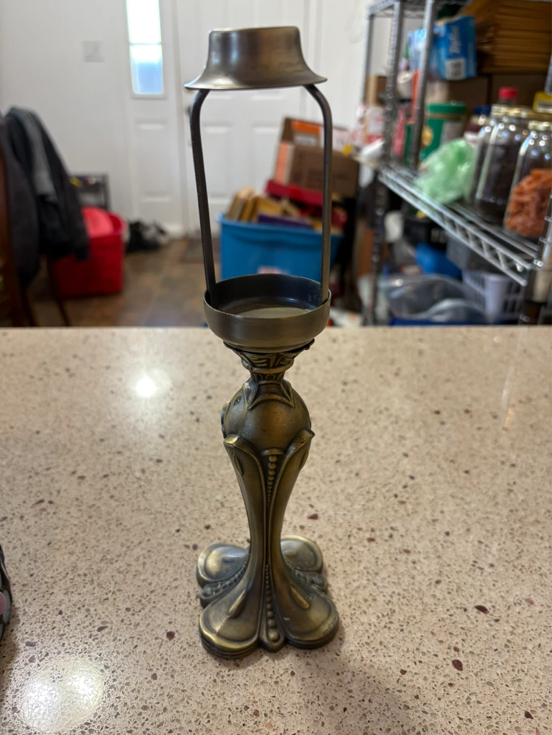 Brass Tiffany Style Stained Glass Candle Holder - photo 5