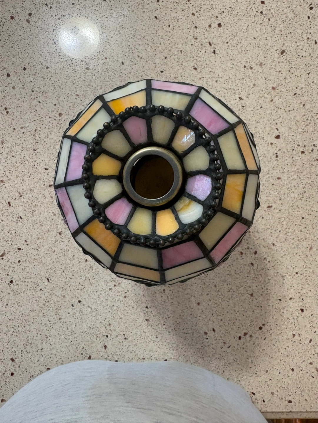 Brass Tiffany Style Stained Glass Candle Holder - photo 3