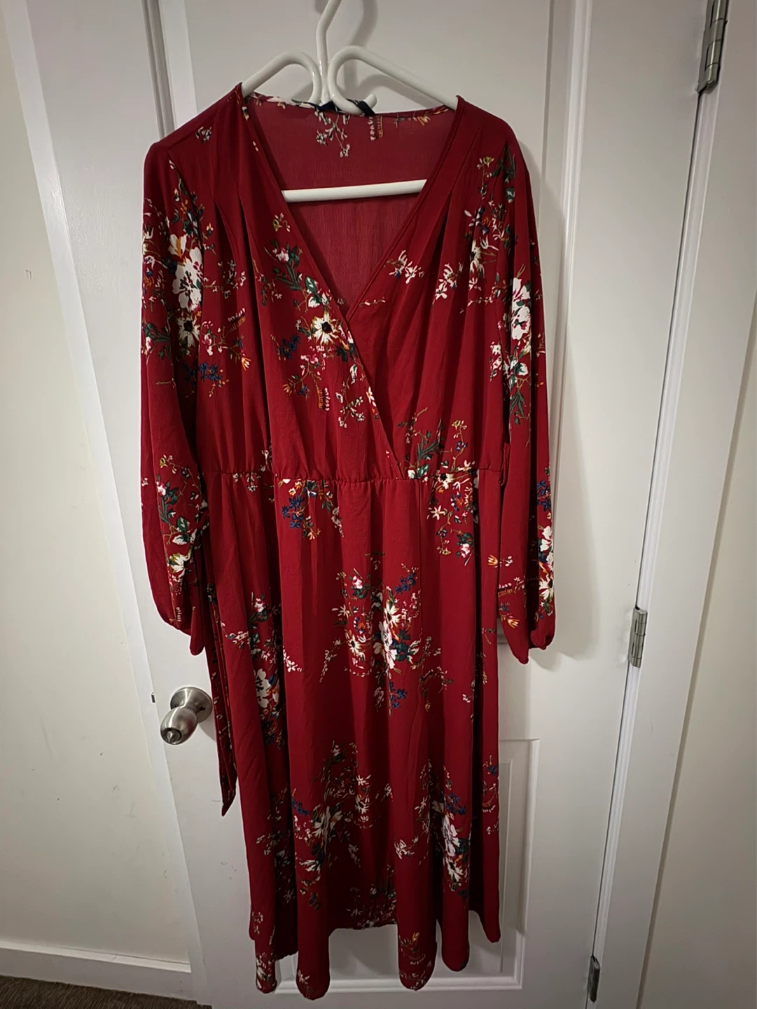 BloomChic Red Floral Long Sleeve Wrap Dress