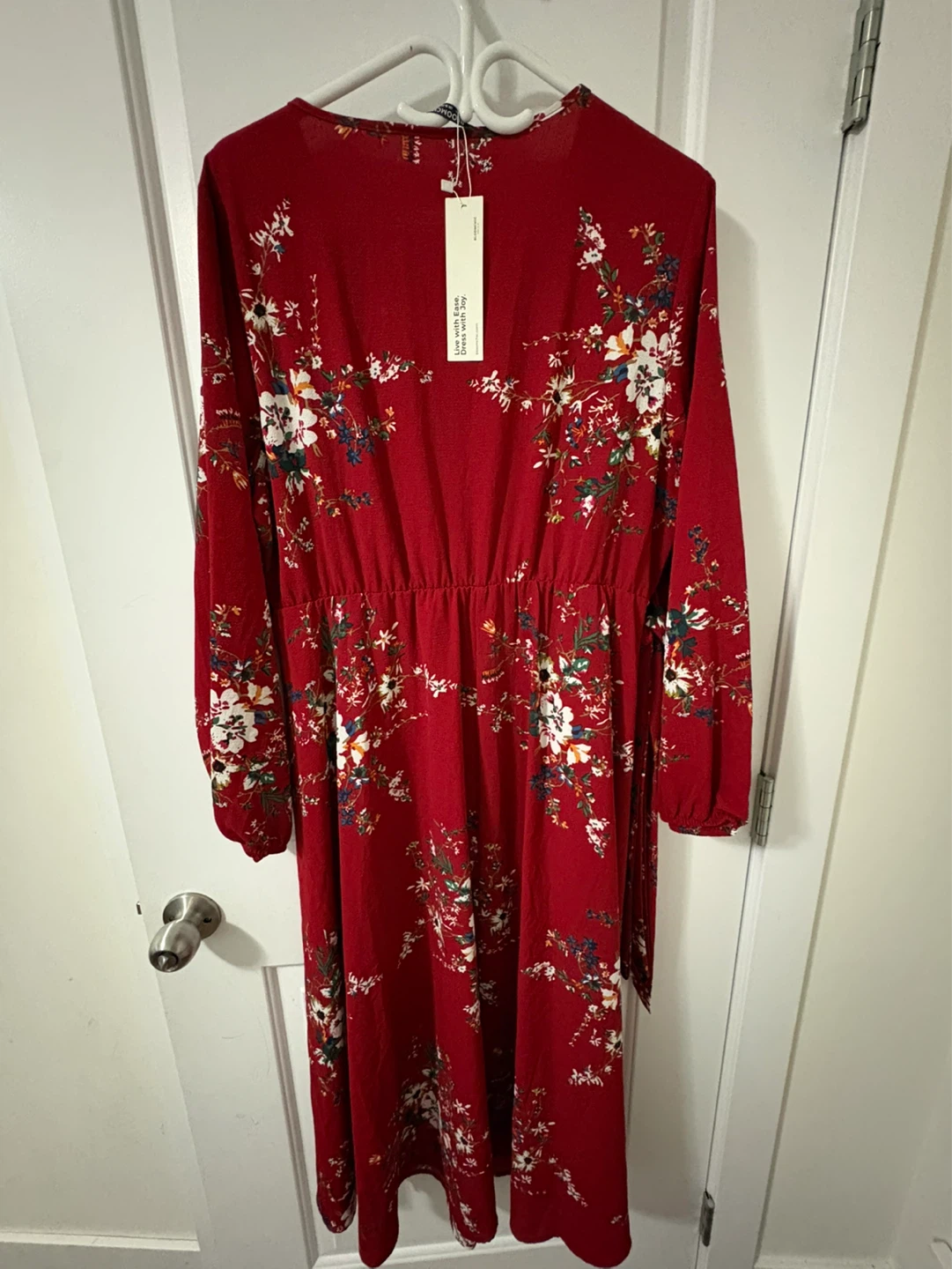 BloomChic Red Floral Long Sleeve Wrap Dress - photo 2