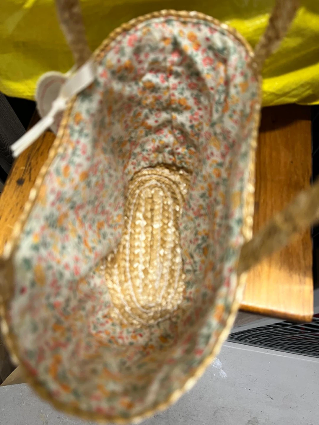 L'Occitane Woven Straw Basket Bag with Floral Lining - photo 3