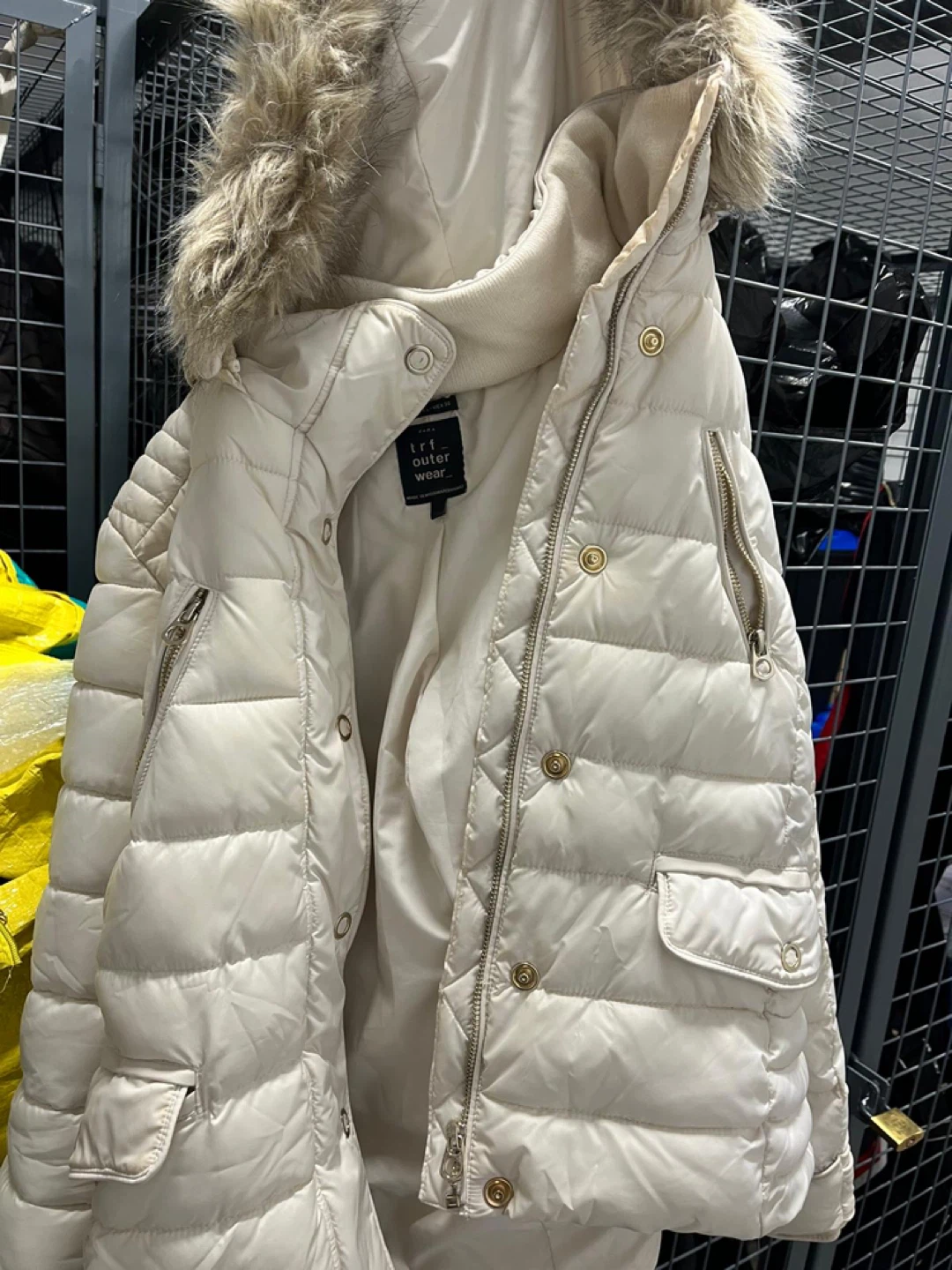 Zara TRF Puffer Coat with Faux Fur Hood
